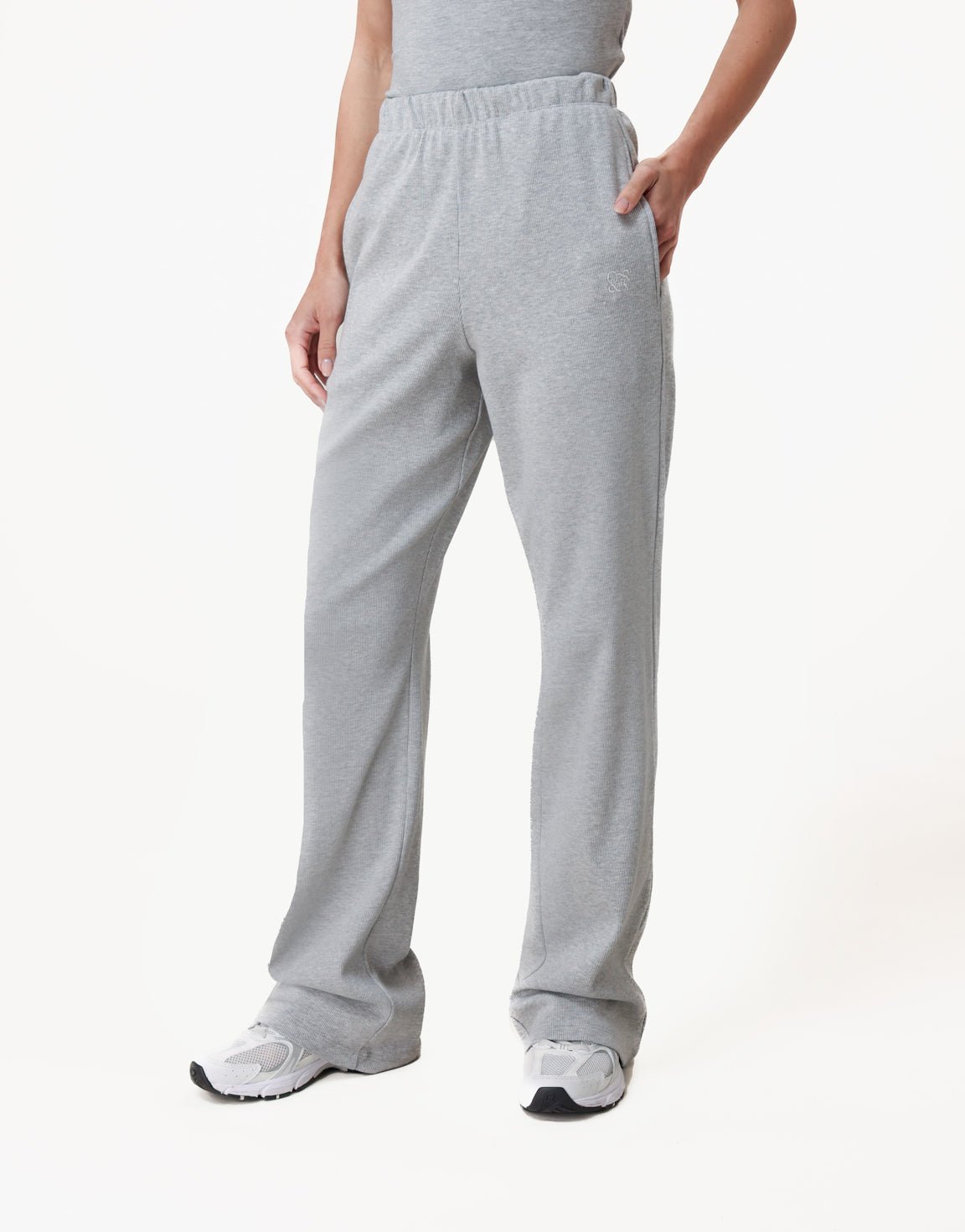 Light Gray Ribbed Lounge Long - Pants - Olivia & Kate