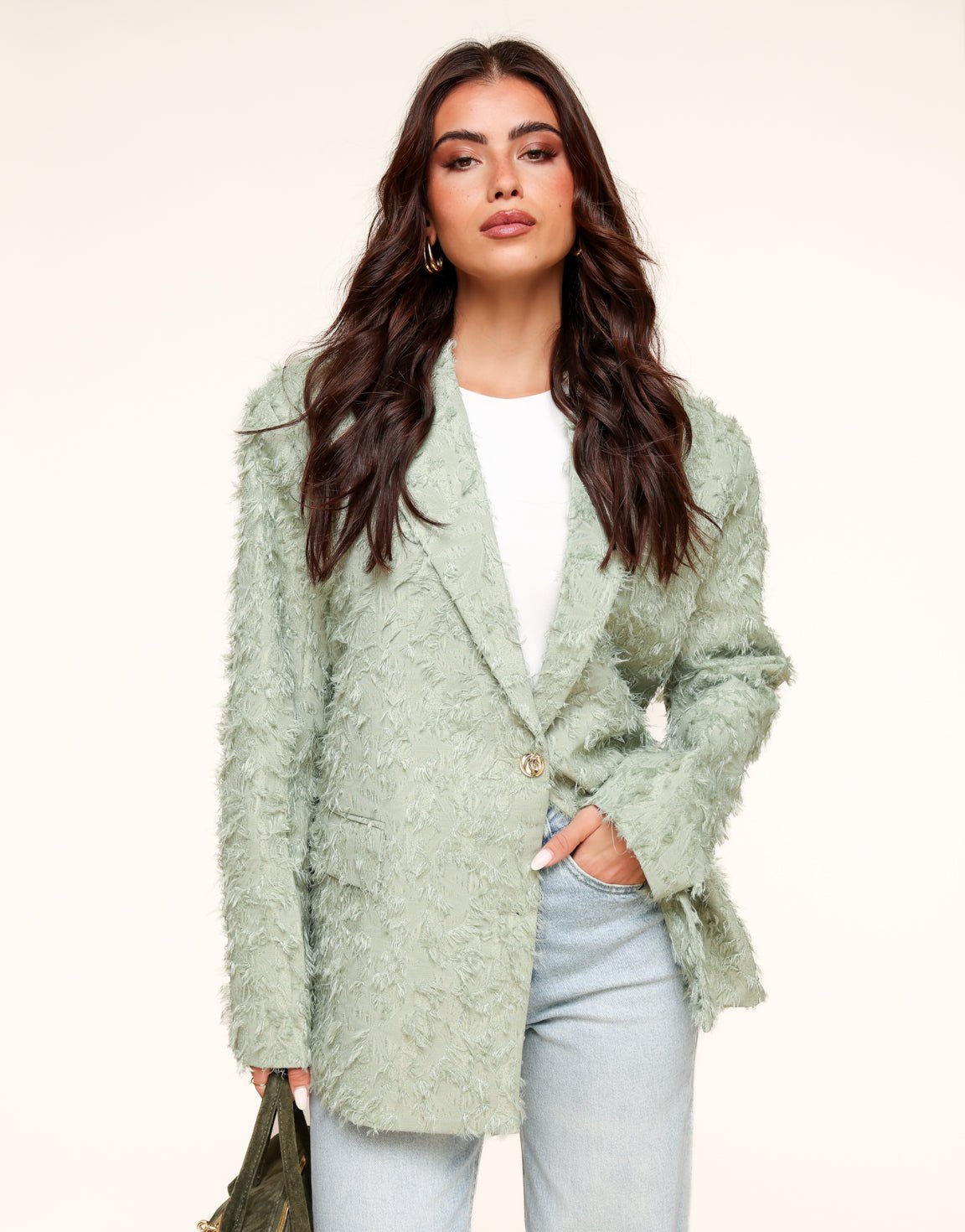 Lichtgroene Gedetailleerde Oversized - Blazer - Olivia & Kate