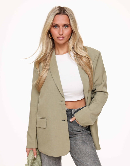 Lichtgroene Open Rug Oversized - Blazer - Olivia & Kate