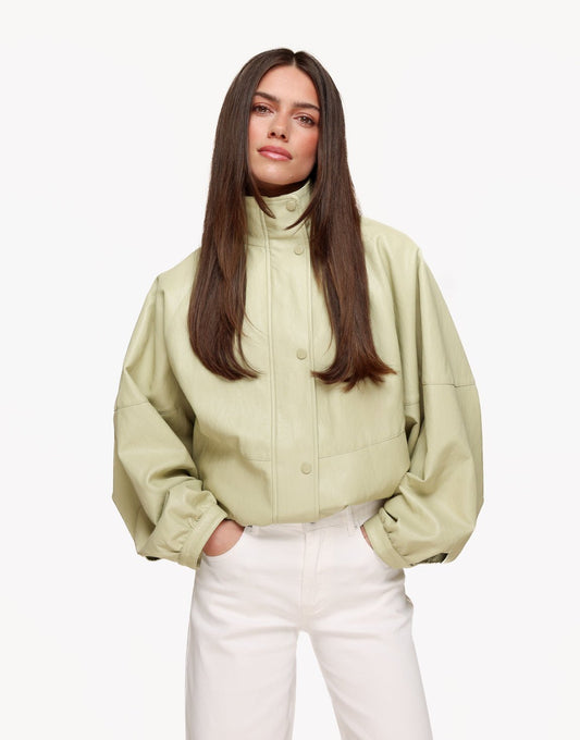 Lichtgroene PU Leren Oversized - Jas - Olivia & Kate