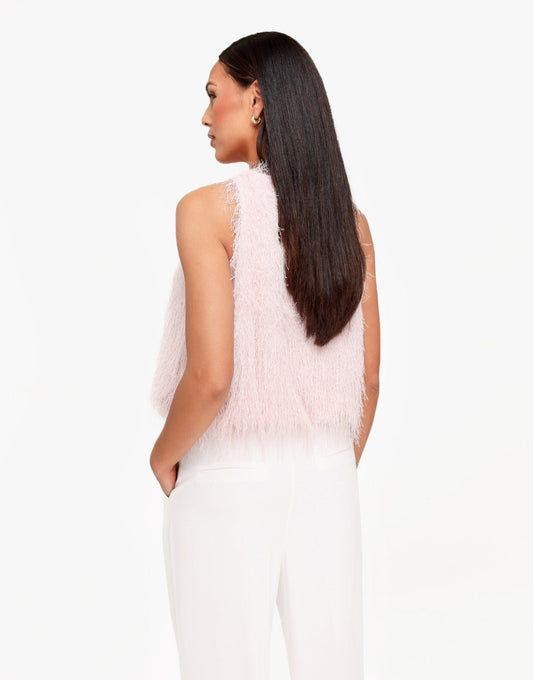 Lichtroze Mouwloze Fluffy - Top - Olivia & Kate