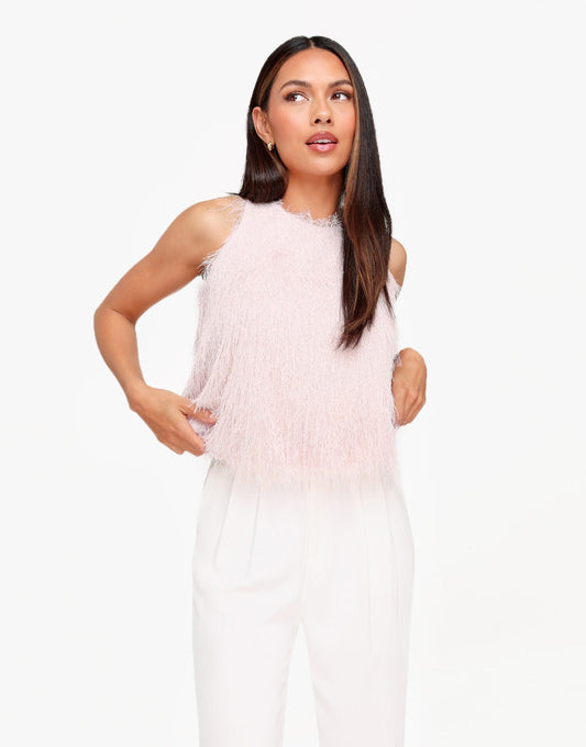 Lichtroze Mouwloze Fluffy - Top - Olivia & Kate
