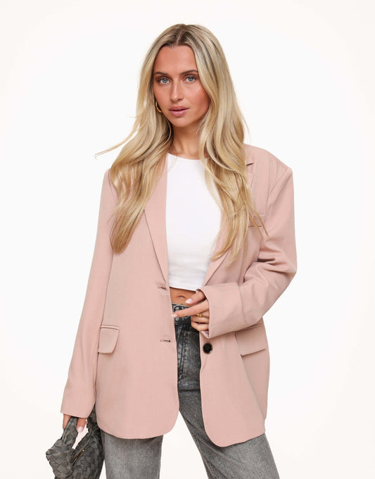 Lichtroze Open Rug Oversized - Blazer - Olivia & Kate