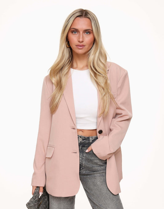 Lichtroze Open Rug Oversized - Blazer - Olivia & Kate