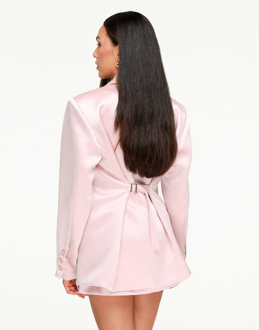 Lichtroze Satijnen Classic Rug Riem Detail - Blazer - Olivia & Kate