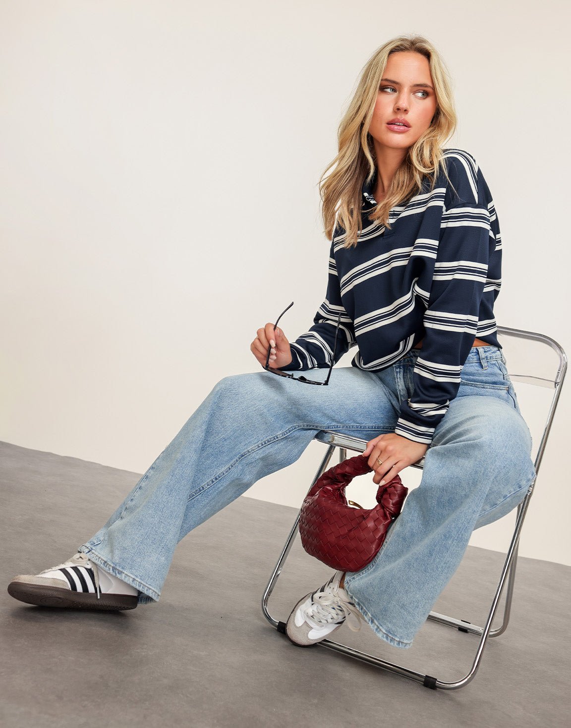 Navy Gestreepte LS - Trui - Olivia & Kate