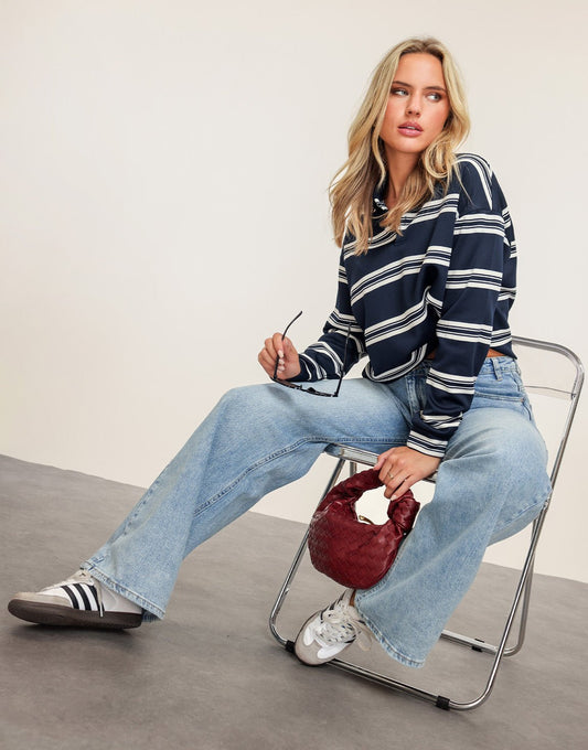 Navy Gestreepte LS - Trui - Olivia & Kate