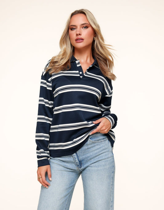 Navy Gestreepte LS - Trui - Olivia & Kate