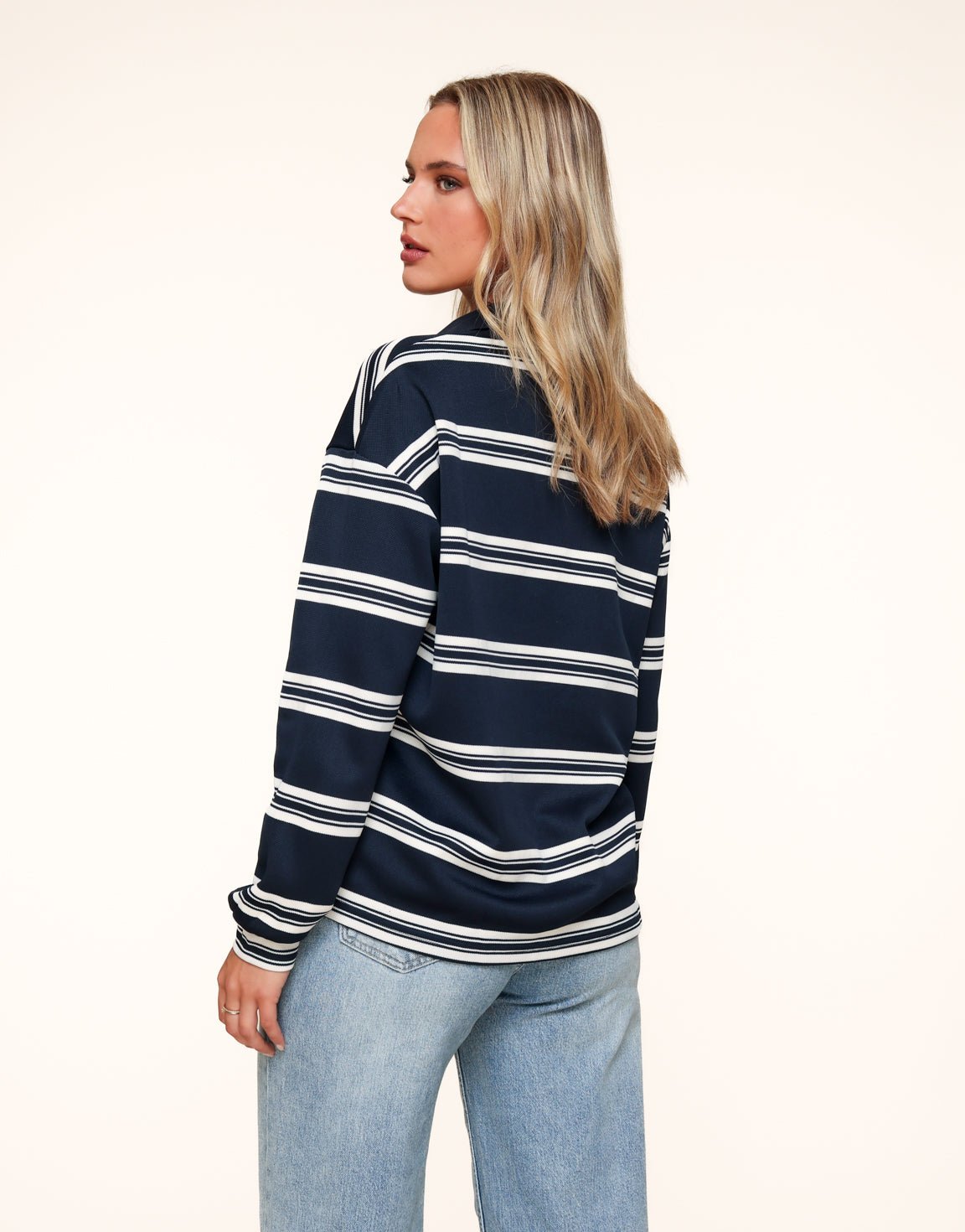 Navy Gestreepte LS - Trui - Olivia & Kate
