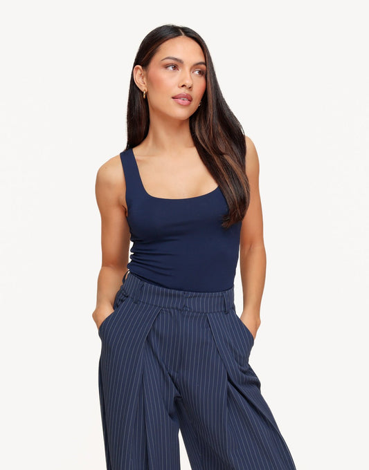 Navy Omkeerbare Mouwloze Basic - Top - Olivia & Kate