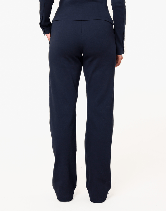 Navy Ribbel Lange Lounge - Broek - Olivia & Kate