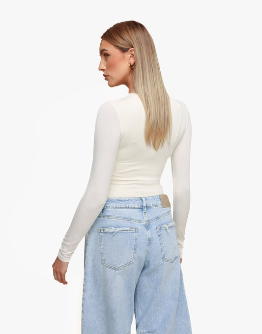Off White Basic LS - Top - Olivia & Kate