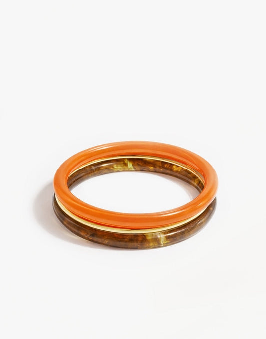 Oranje Drie Bangle - Armbanden - Olivia & Kate