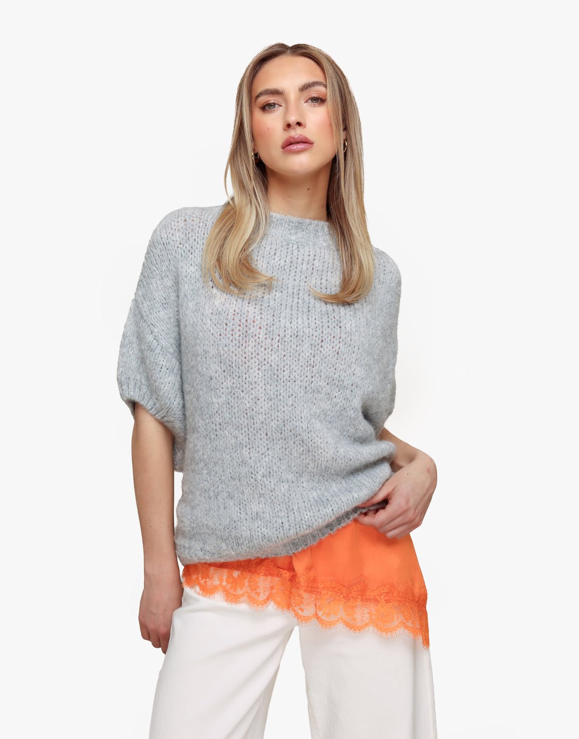 Oranje Satijnen Schuine Kanten - Top - Olivia & Kate