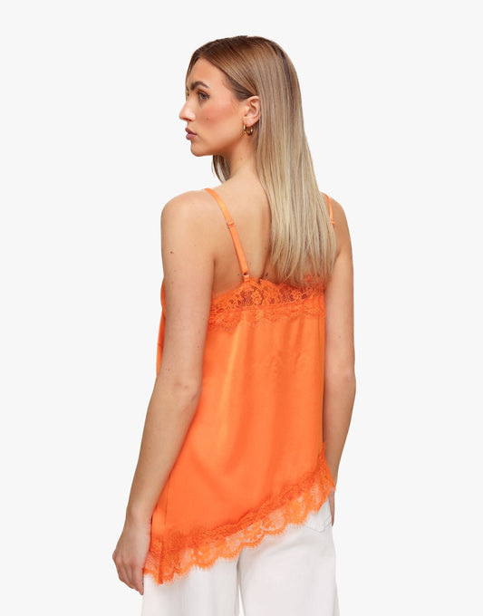 Oranje Satijnen Schuine Kanten - Top - Olivia & Kate