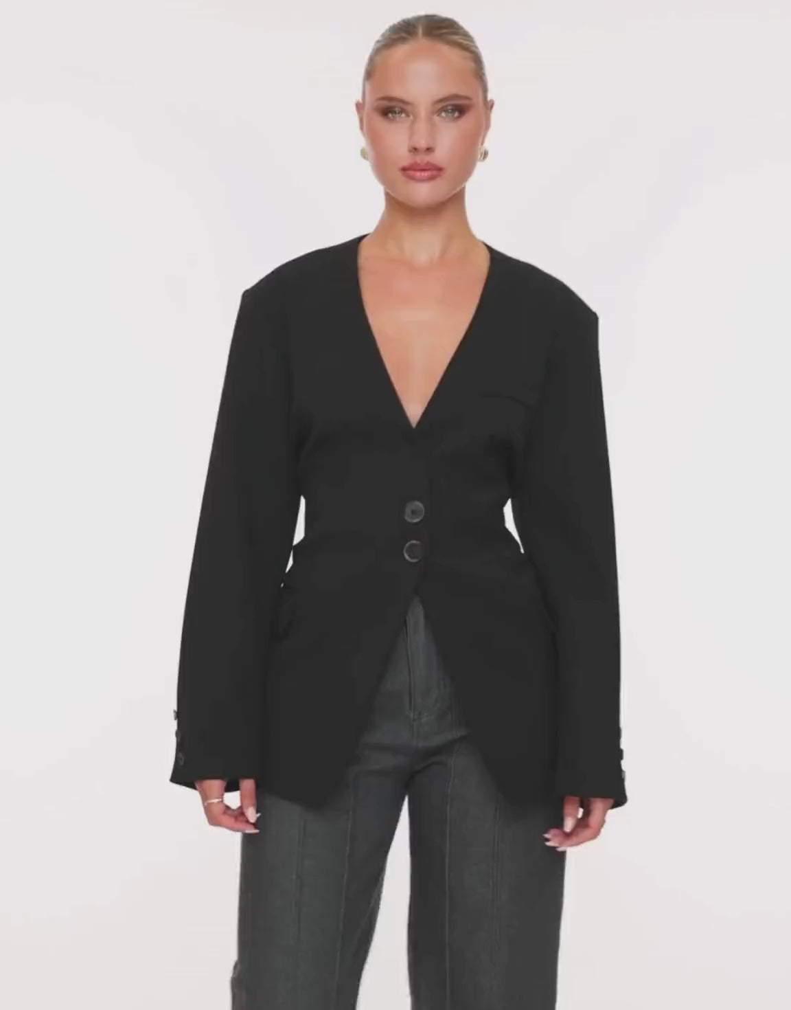 Black Oversized Wrapped - Blazer