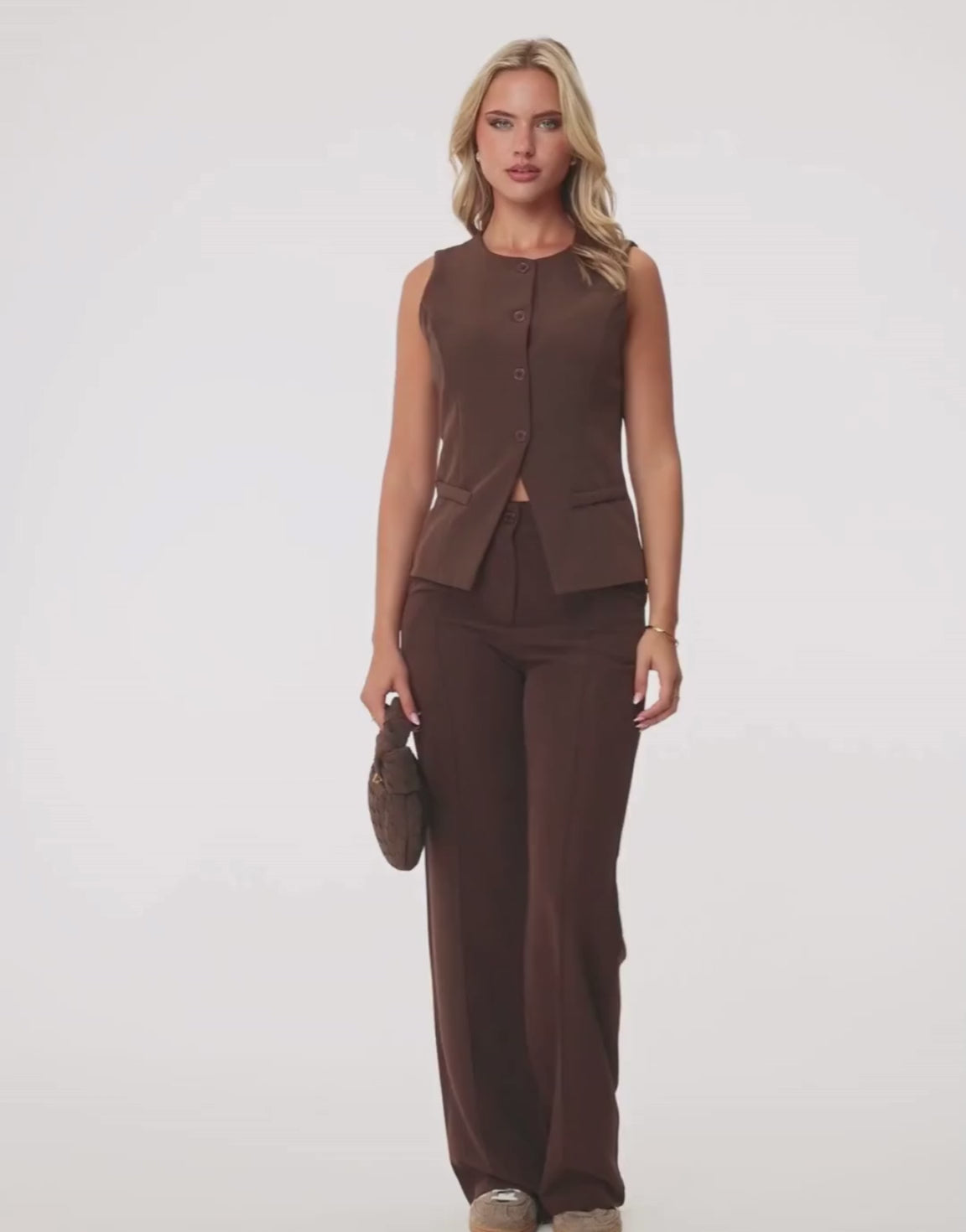 Brown High Buttons - Gilet