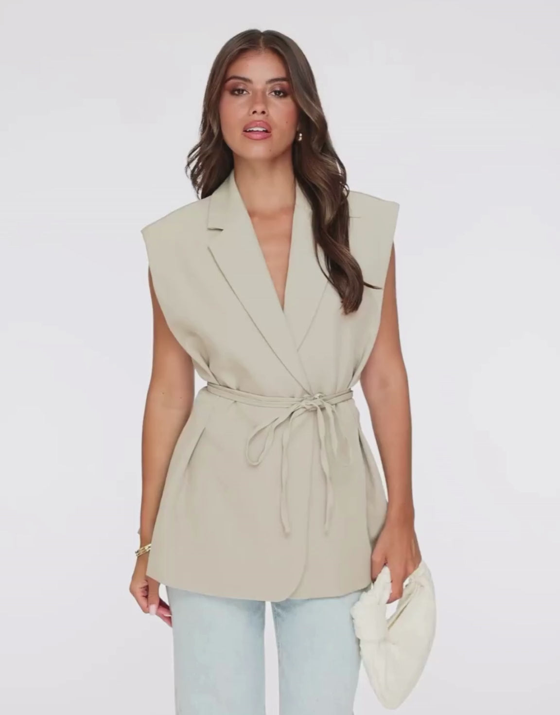 Taupe Mouwloze Wikkel - Gilet