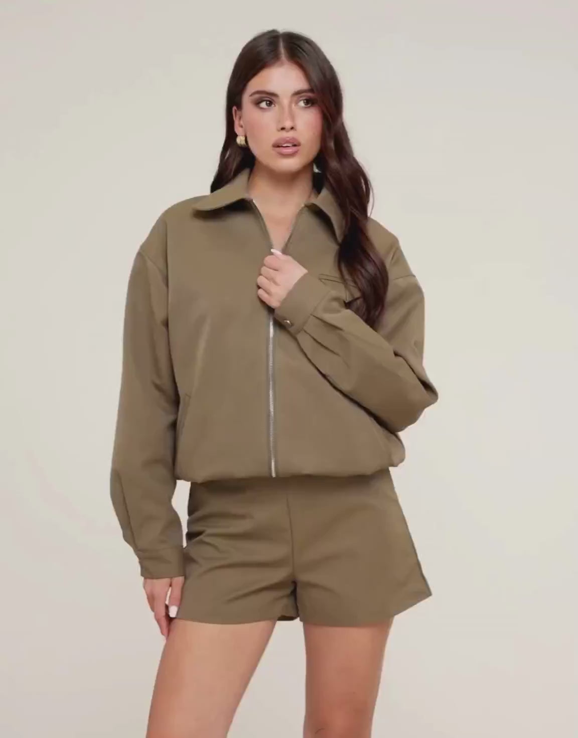 Khaki Rechte Bomber - Set