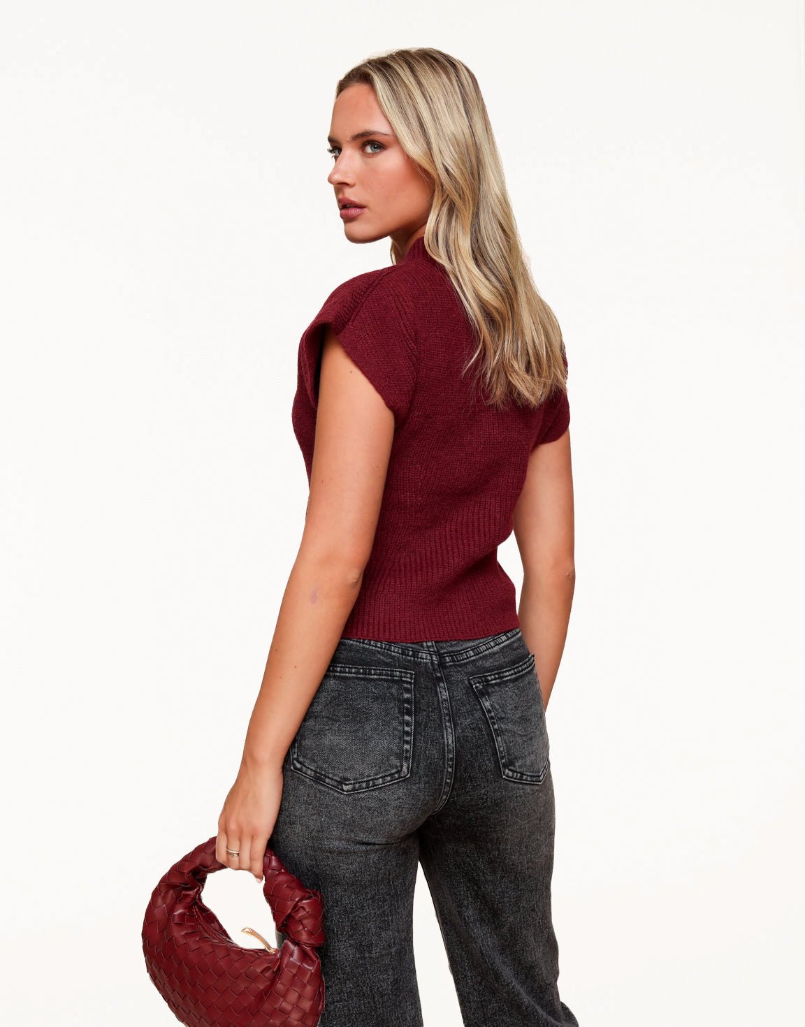 Red Knitted Solid Spencer - Top - Olivia & Kate