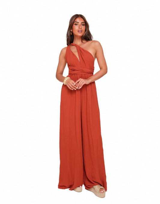 Roest Oranje Halter Lurex - Jumpsuit - Olivia & Kate