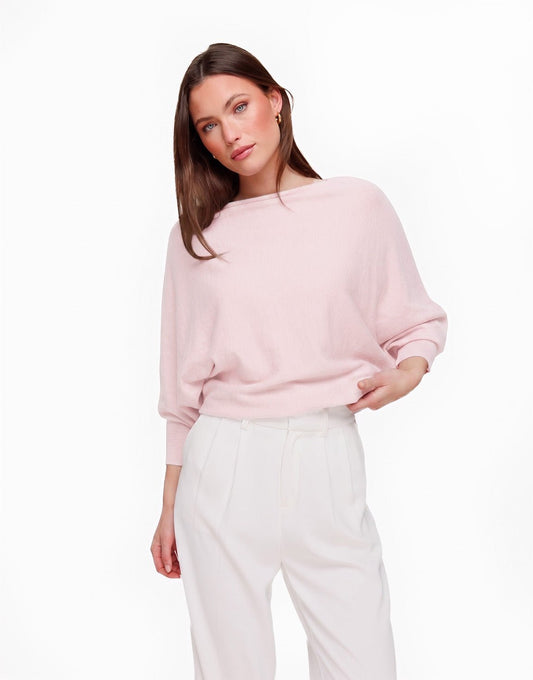 Roze Gebreide 2 Kanten 3/4 Mouwen - Top - Olivia & Kate