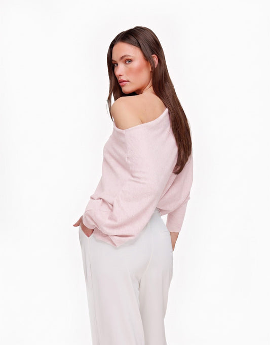 Roze Gebreide 2 Kanten 3/4 Mouwen - Top - Olivia & Kate