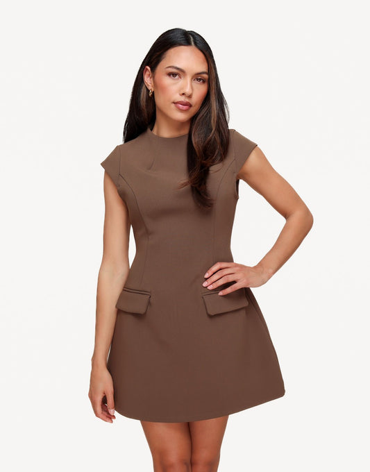 Taupe Aangesloten SS - Jurk - Olivia & Kate