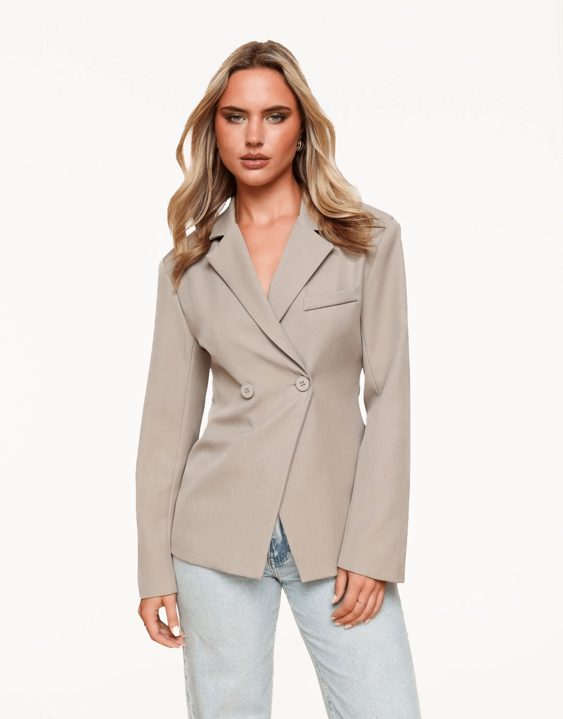 Taupe Classic Getailleerde - Blazer - Olivia & Kate