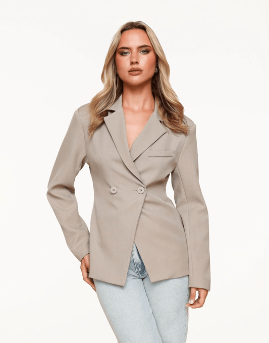 Taupe Classic Getailleerde - Blazer - Olivia & Kate