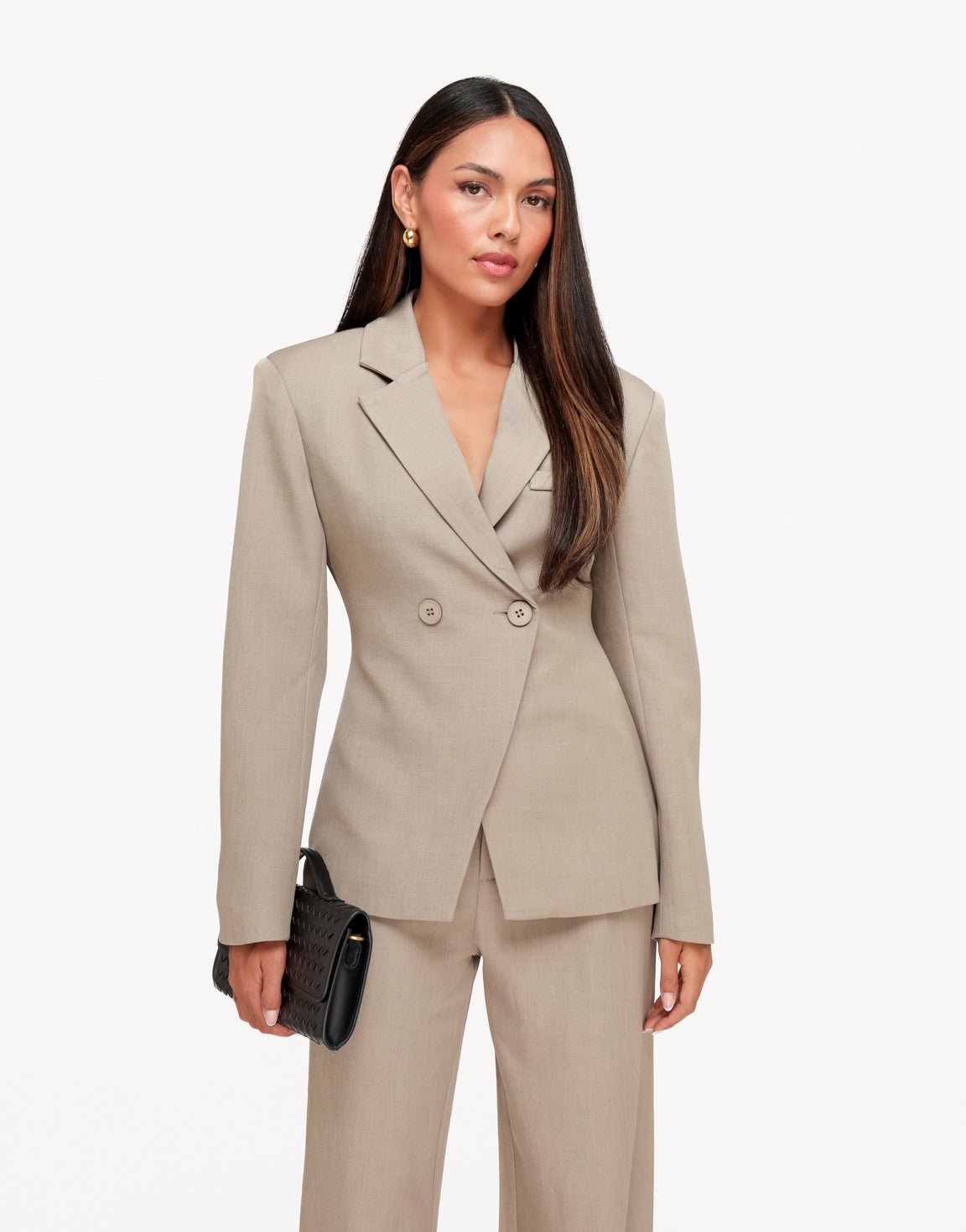 Taupe Classic Getailleerde Knopen - Blazer - Olivia & Kate