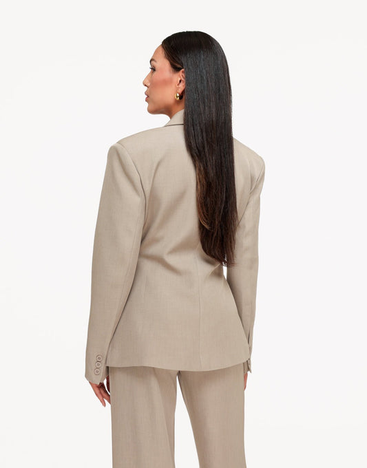 Taupe Classic Getailleerde Knopen - Blazer - Olivia & Kate