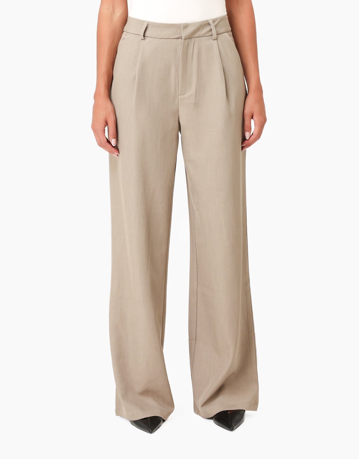 Taupe Classic Wijde Rechte - Pantalon - Olivia & Kate