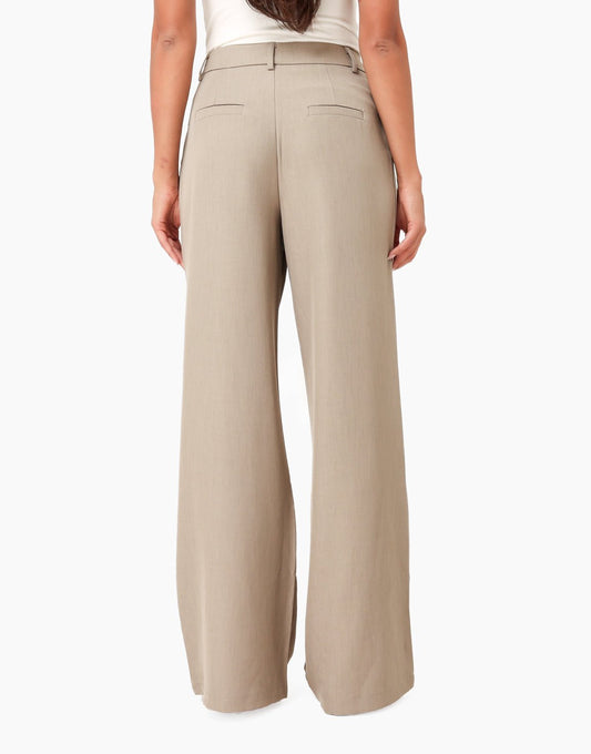 Taupe Classic Wijde Rechte - Pantalon - Olivia & Kate