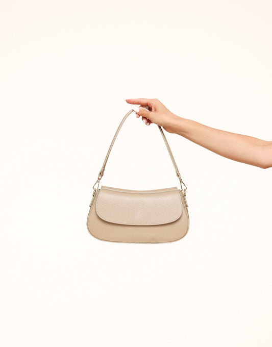 Taupe Elegante leren - Tas - Olivia & Kate