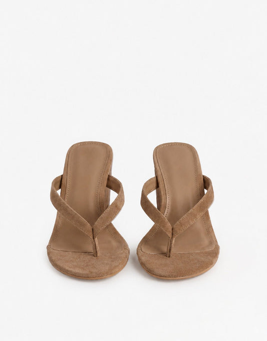 Taupe Faux Suede Slipper Slee - Hak - Olivia & Kate