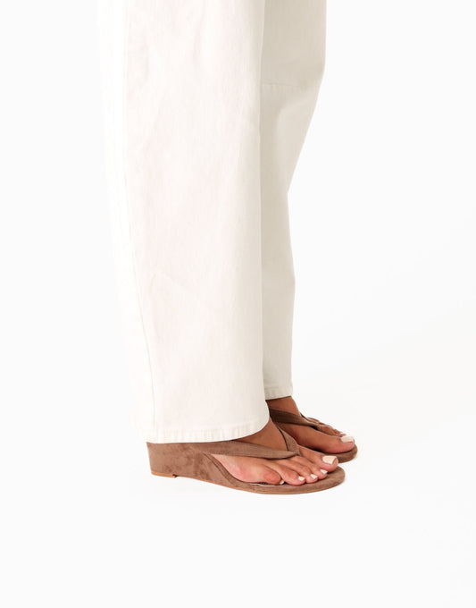 Taupe Faux Suede Slipper Slee - Hak - Olivia & Kate