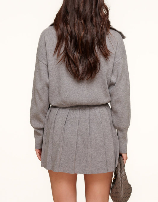 Taupe Gebreide Plooien - Rok - Olivia & Kate