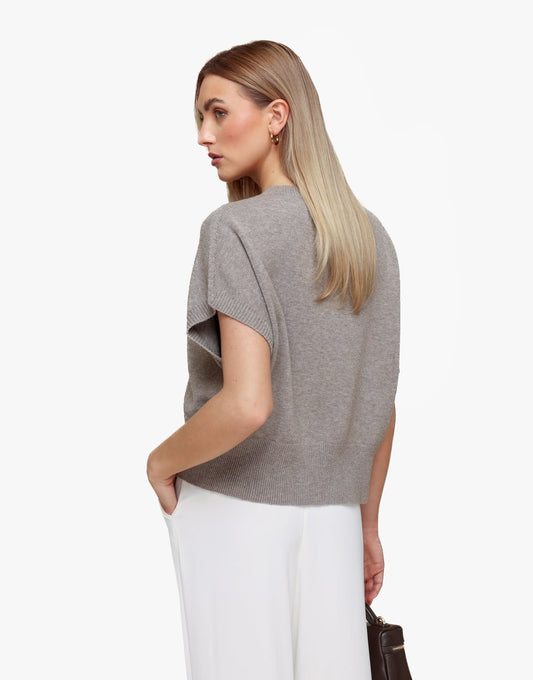 Taupe Gebreide SS - Top - Olivia & Kate