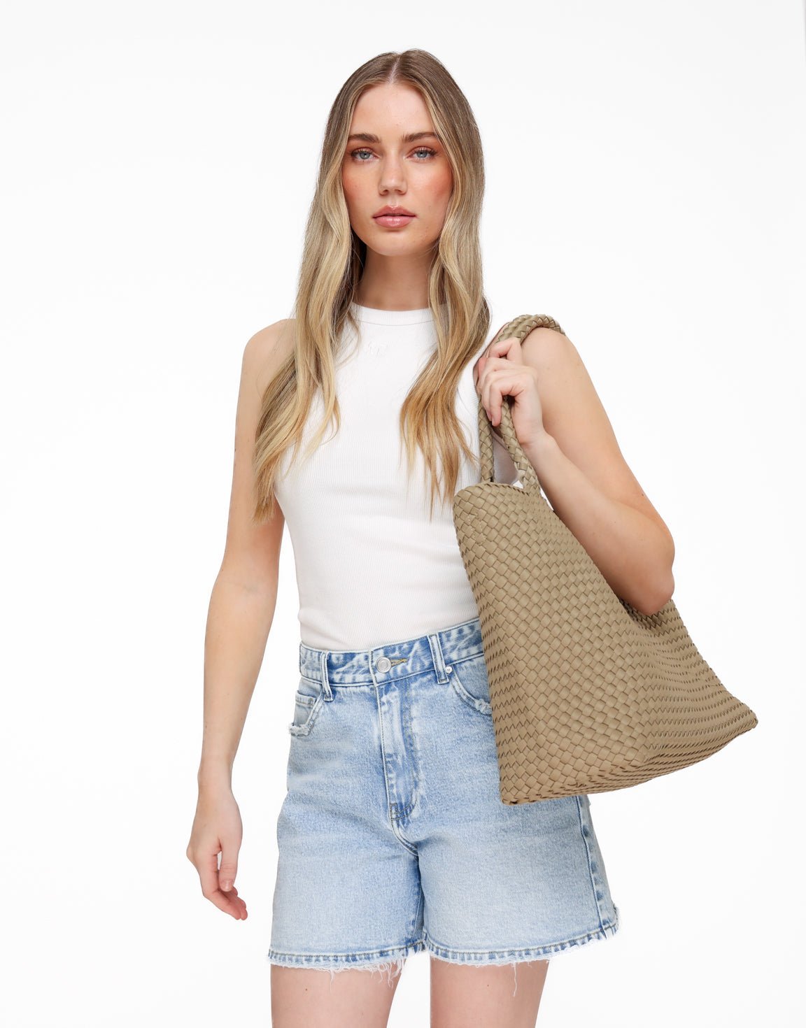 Taupe Grote Gevlochten - Tas - Olivia & Kate