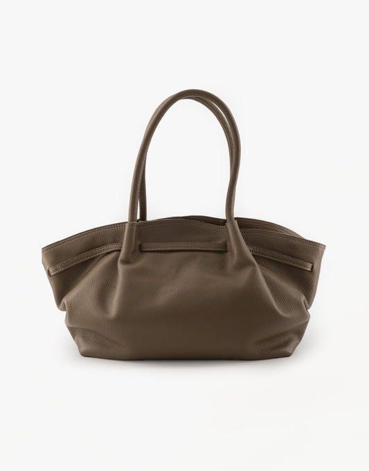 Taupe Grote Leren Shopper - Tas - Olivia & Kate