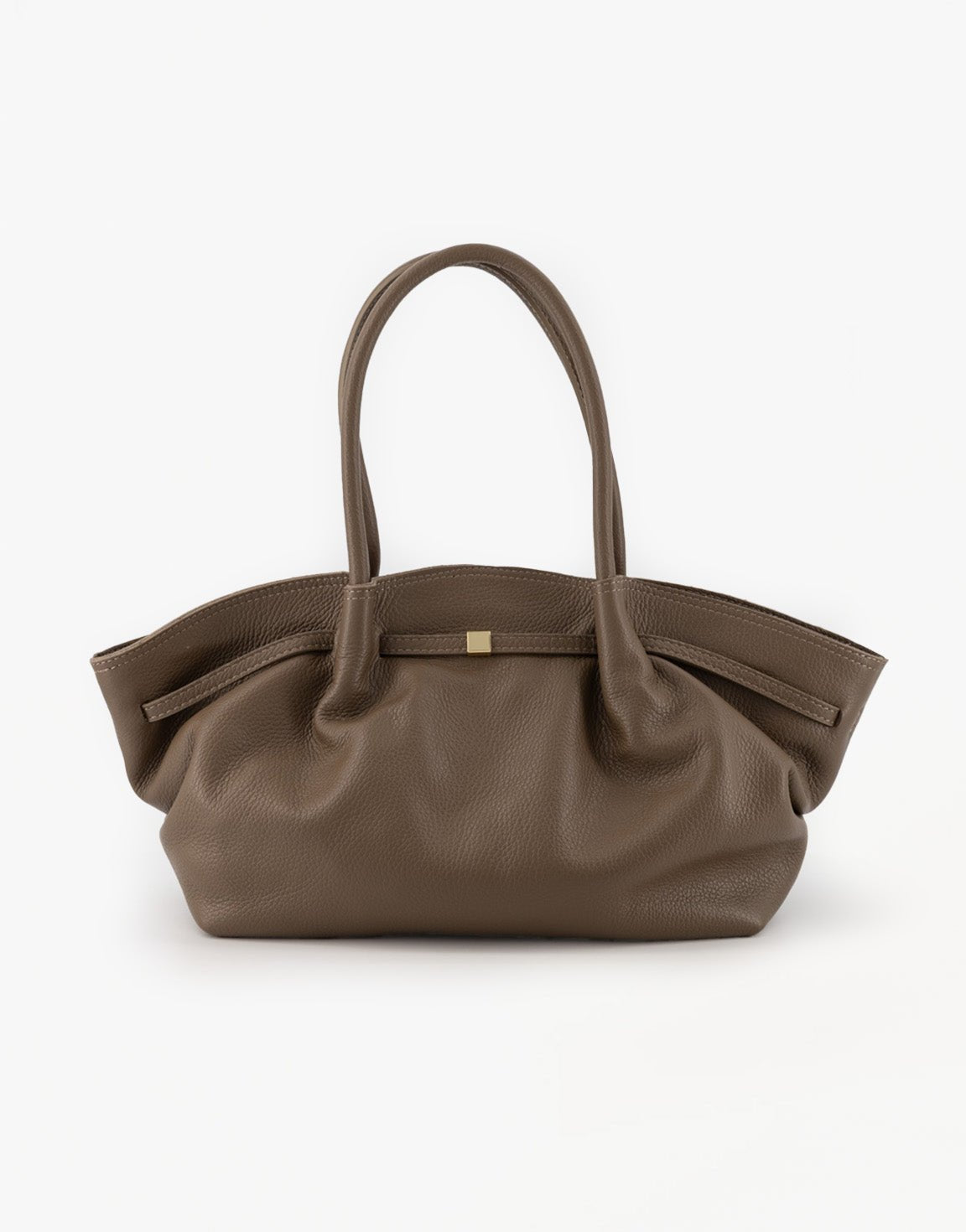 Taupe Grote Leren Shopper - Tas - Olivia & Kate
