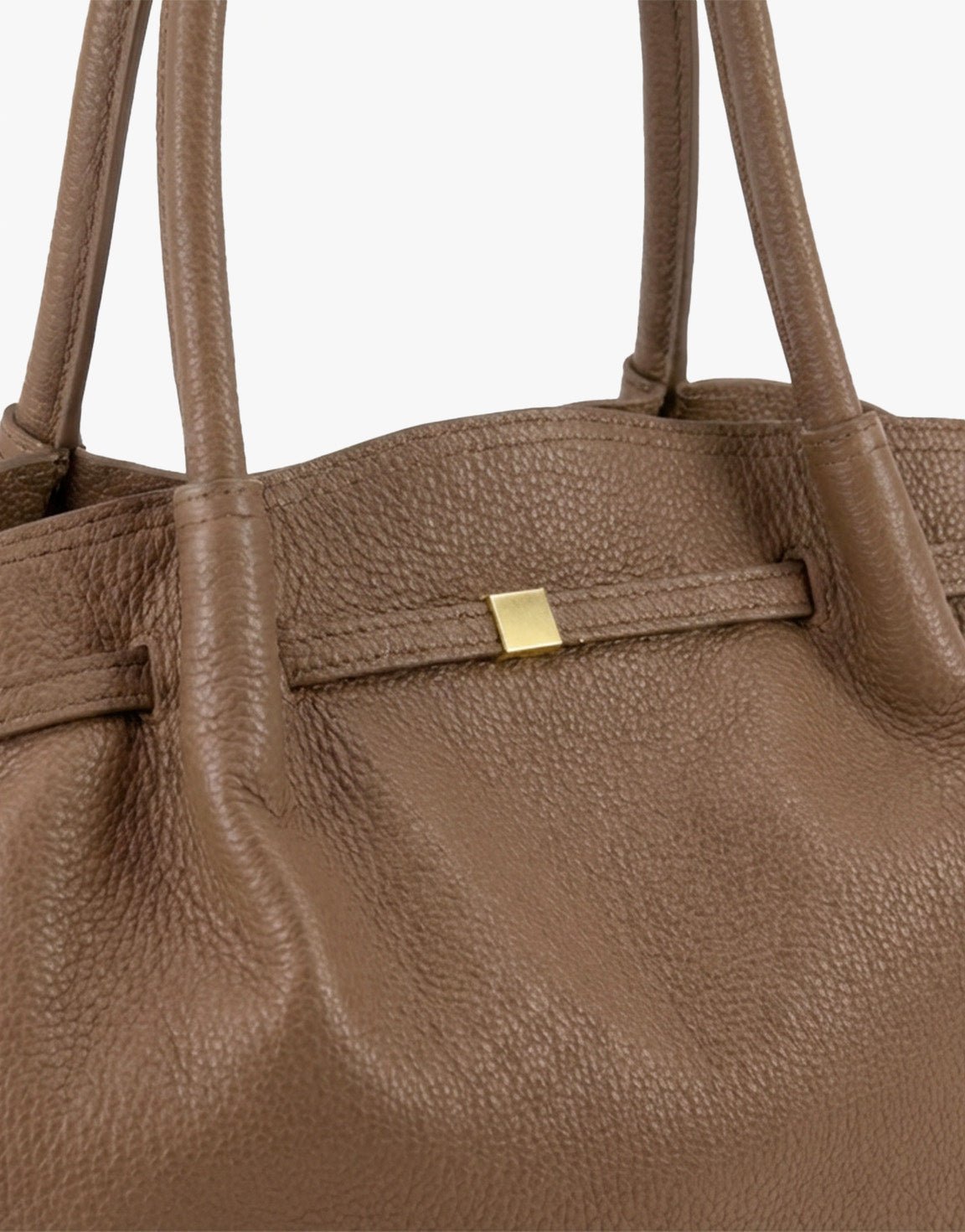 Taupe Grote Leren Shopper - Tas - Olivia & Kate