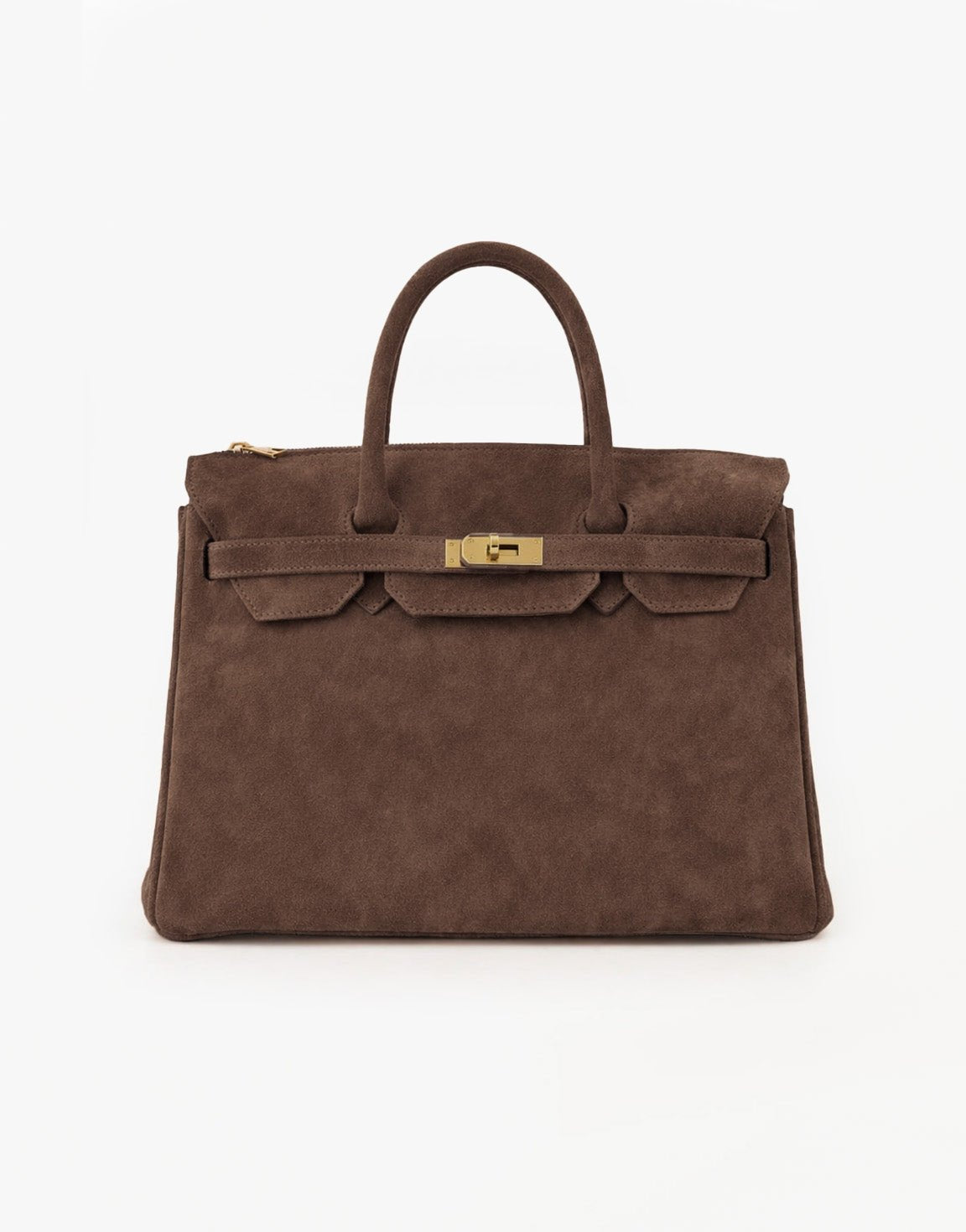 Taupe Grote Suede Gouden Detail - Tas - Olivia & Kate