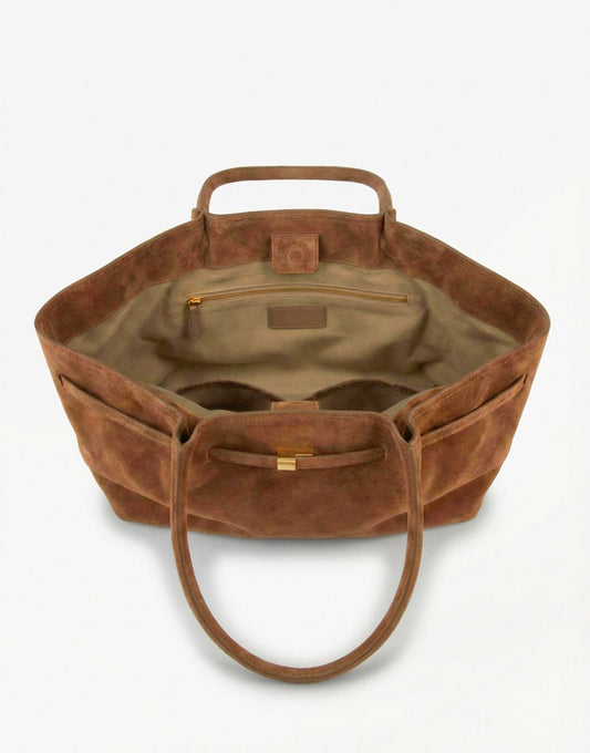 Taupe Grote Suede Shopper - Tas - Olivia & Kate