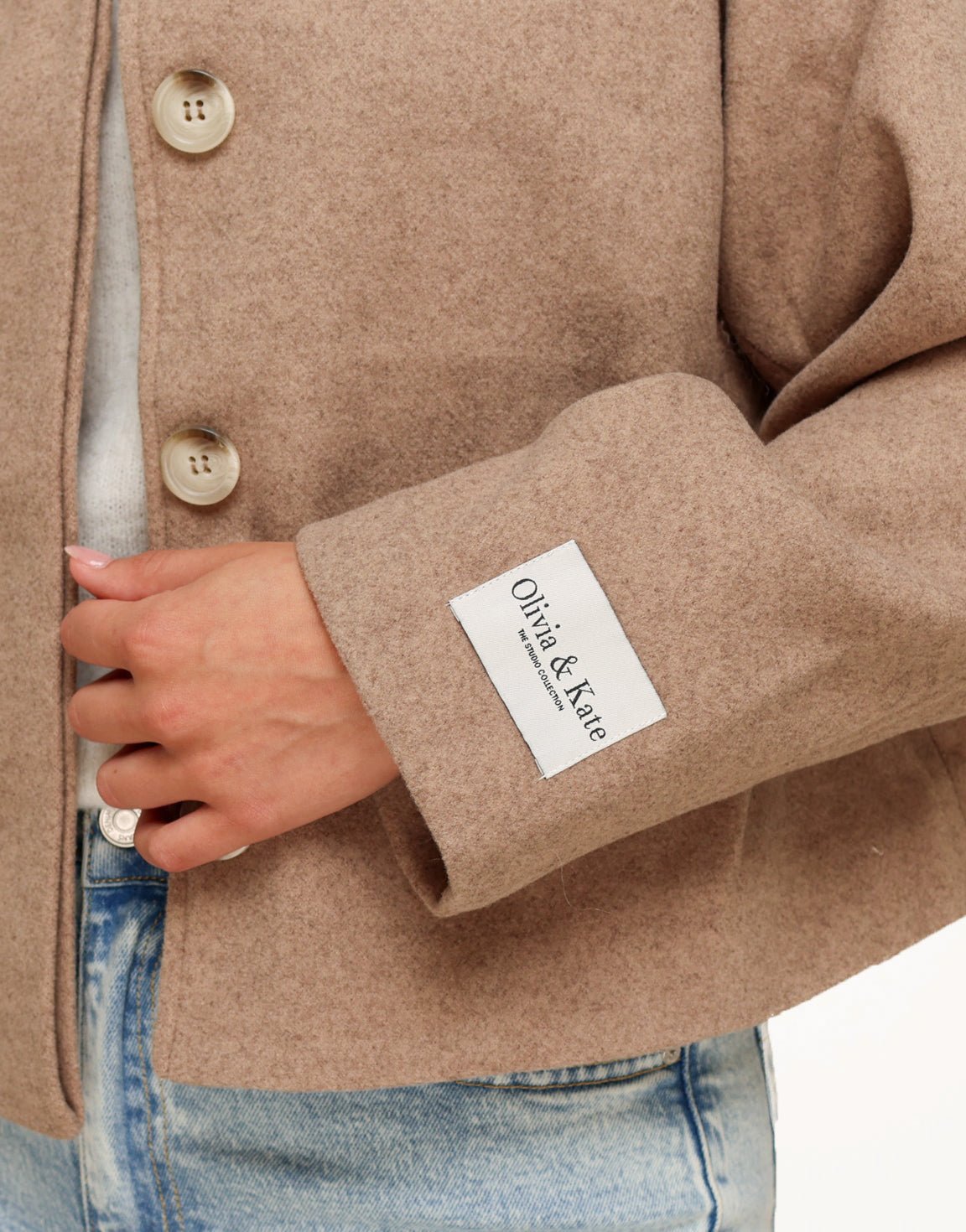 Taupe Short STUDIO Coat - Jacket - Olivia & Kate
