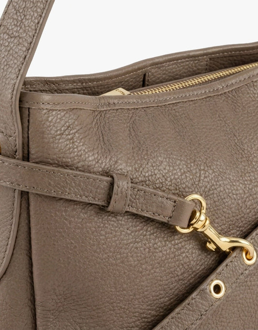 Taupe Leren Vierkante - Tas - Olivia & Kate