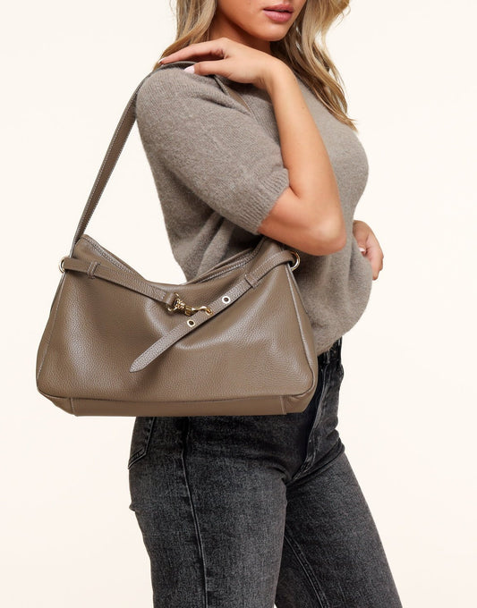 Taupe Leren Vierkante - Tas - Olivia & Kate