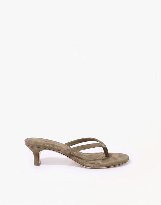 Taupe Mid Suede Hak - Teenslipper - Olivia & Kate