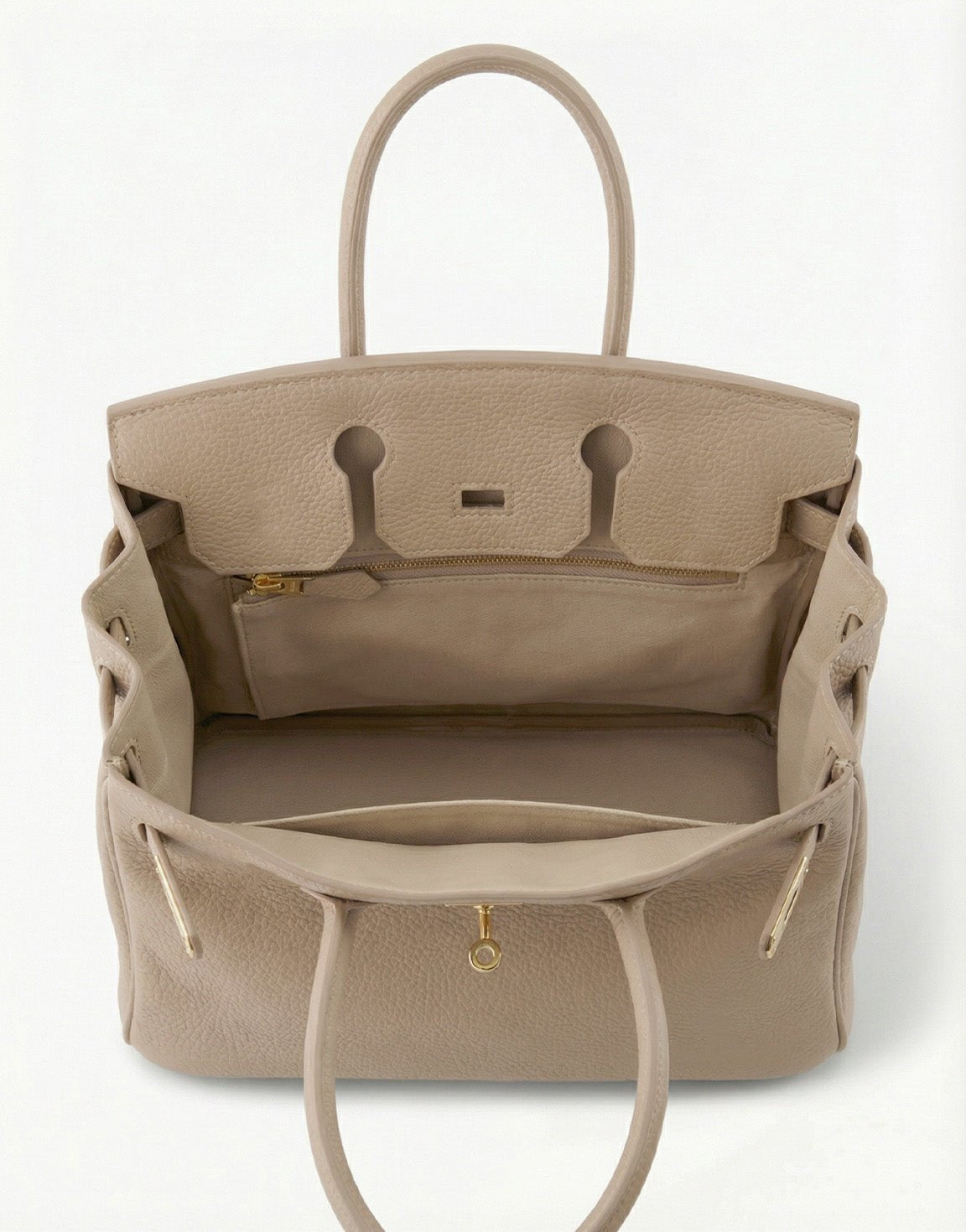 Taupe Medium Gold Details - Bag - Olivia & Kate